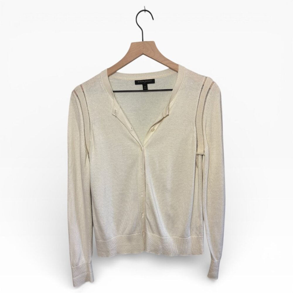 Banana Republic Cream Button-Front Cardigan • Cotton Blend • Size M